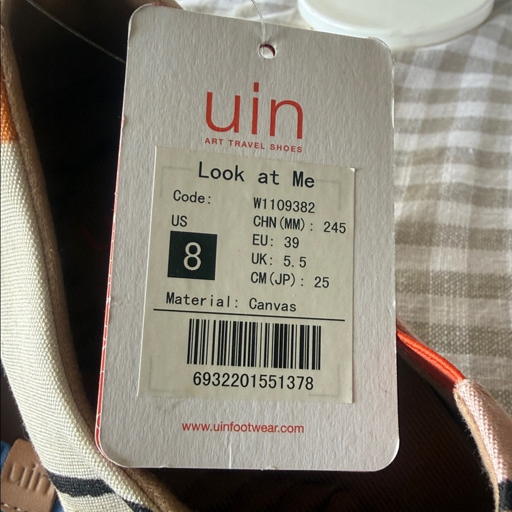 UIN.   Women’s Slip-On Sneakers in Blue, Pink & Orange with Playful Face Art - Picture 4 of 6